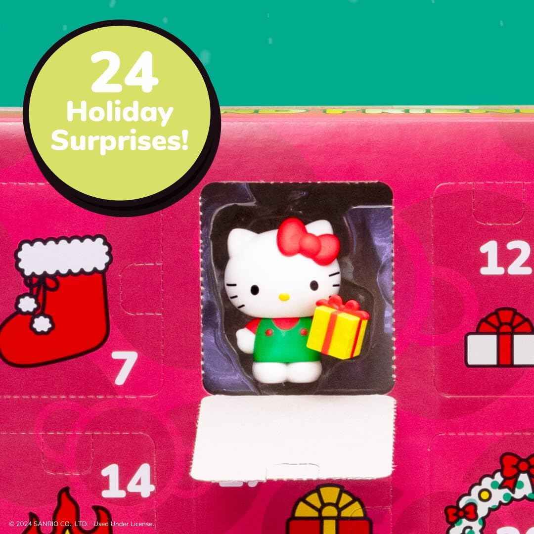 Jazwares Hello Kitty and Friends Holiday Advent Calendar - 24 Exclusive Items - Seasonal Toys for Kids - Officially Licensed Sanrio Product from Ages 6+