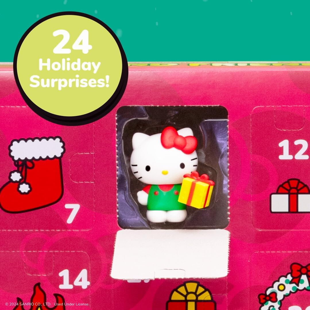 Jazwares Hello Kitty and Friends Holiday Advent Calendar - 24 Exclusive Items - Seasonal Toys for Kids - Officially Licensed Sanrio Product from Ages 6+