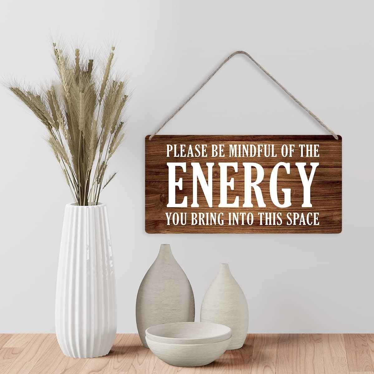 Country Style Wall Decor Be Mindful Quote Wooden Signs Rustic Hanging Wall Plaque Positive Energy Sign Home Decor Present