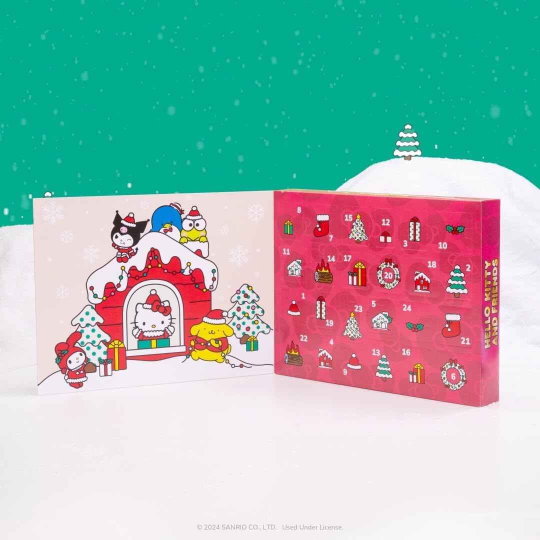 Jazwares Hello Kitty and Friends Holiday Advent Calendar - 24 Exclusive Items - Seasonal Toys for Kids - Officially Licensed Sanrio Product from Ages 6+