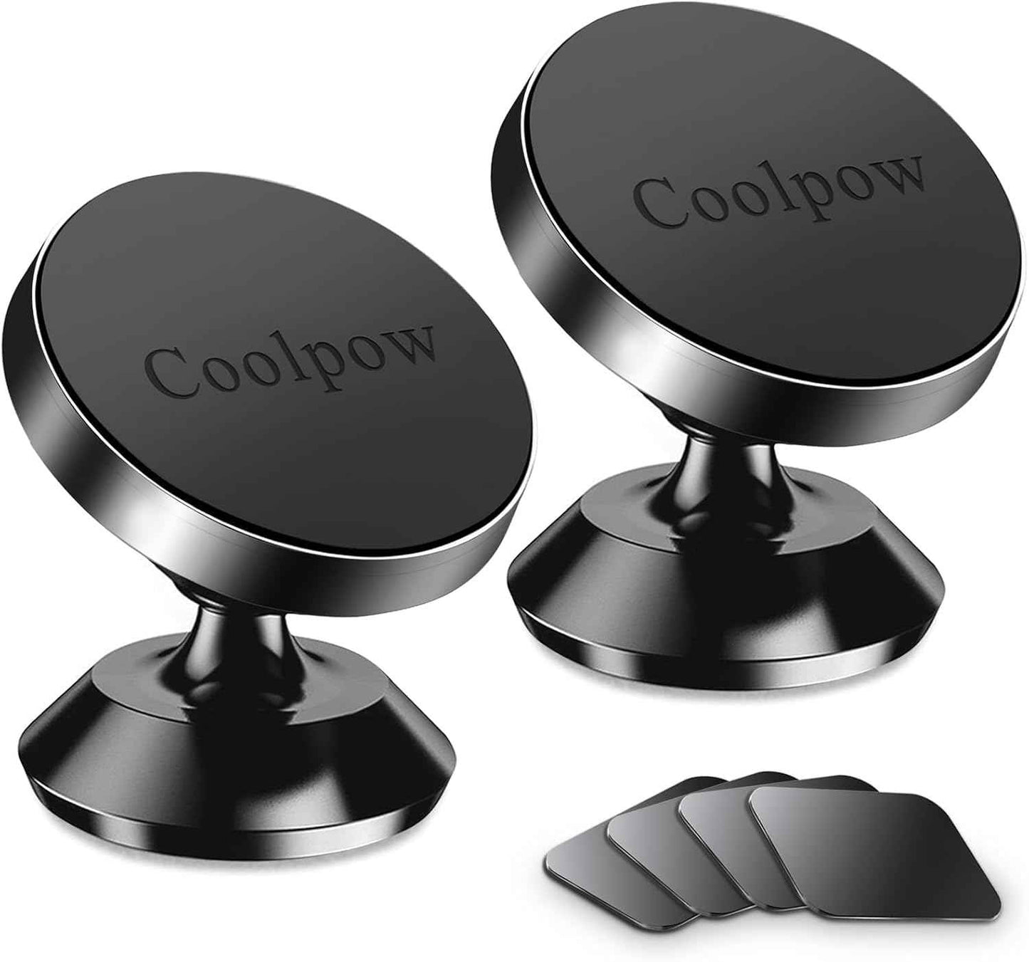 Coolpow【2 Packs 】Magnetic Phone Holder for car【Strong Magnet】phone holders for your car phone holder Mount for Car【4 Metal Plate】Universal Dash cell phone car mount for iphone Samsung car accessories