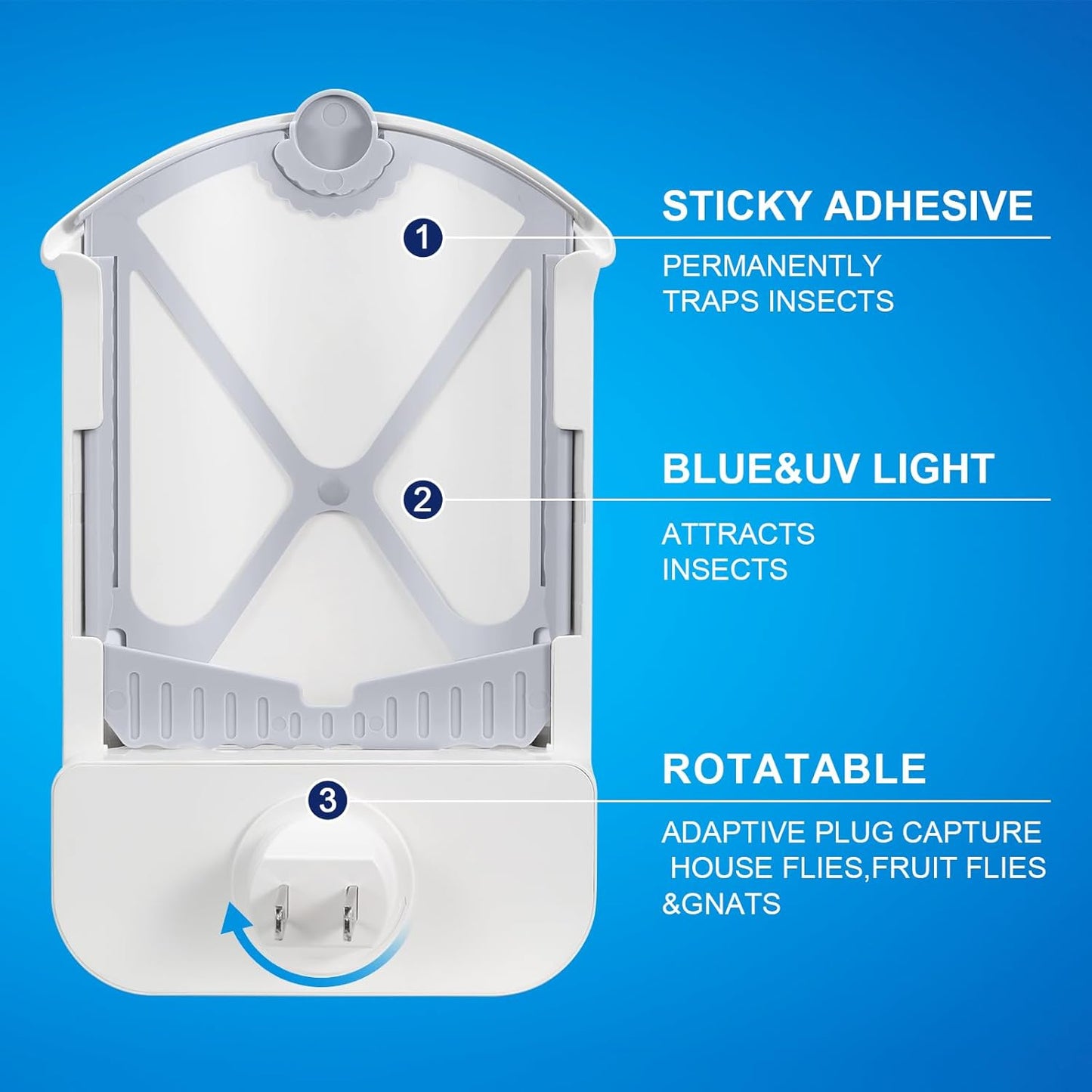 2 Flying Insect Traps & 2 Cartridges - Compatible with ZEVOM364A Refill - Plug in Fruit Fly Trap for Indoor - Bug Catcher for Gnats, House & Fruit Flies - Use in Any Room (2 Device & 2 Cartridges)