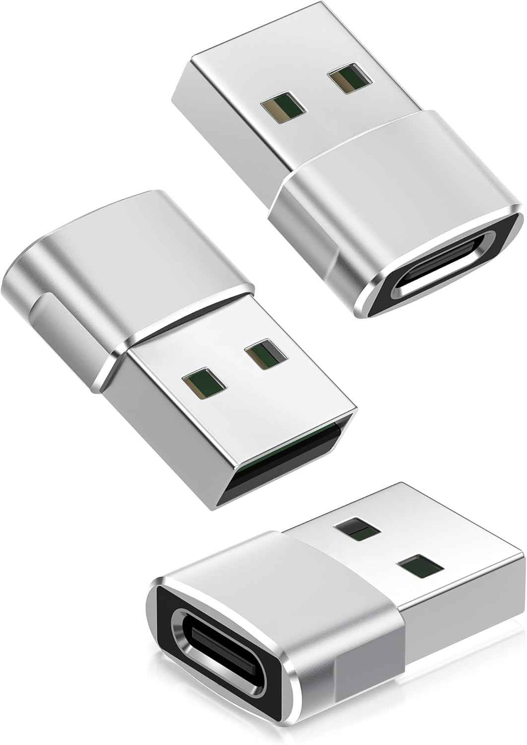 Basesailor USB to USB C Adapter,USBC Female to USB A Male Adapter,Type C Converter Charger for iPhone 17 Pro Max,16 15,Apple Watch iWatch S11 S10 SE,AirPods 3,iPad mini Air,Samsung Galaxy S25,Gray