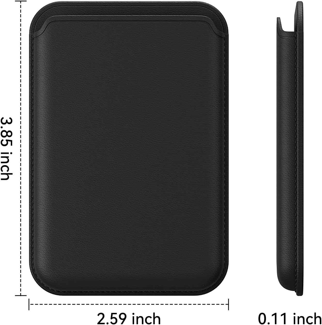 Stronger Magnetic RFID Leather Mag-Safe Card Holder for iPhone 16 Series, Mag-Safe Accessories Stick on Series of iPhone 17/16/15/14/13/12 and Pro/Promax, Black