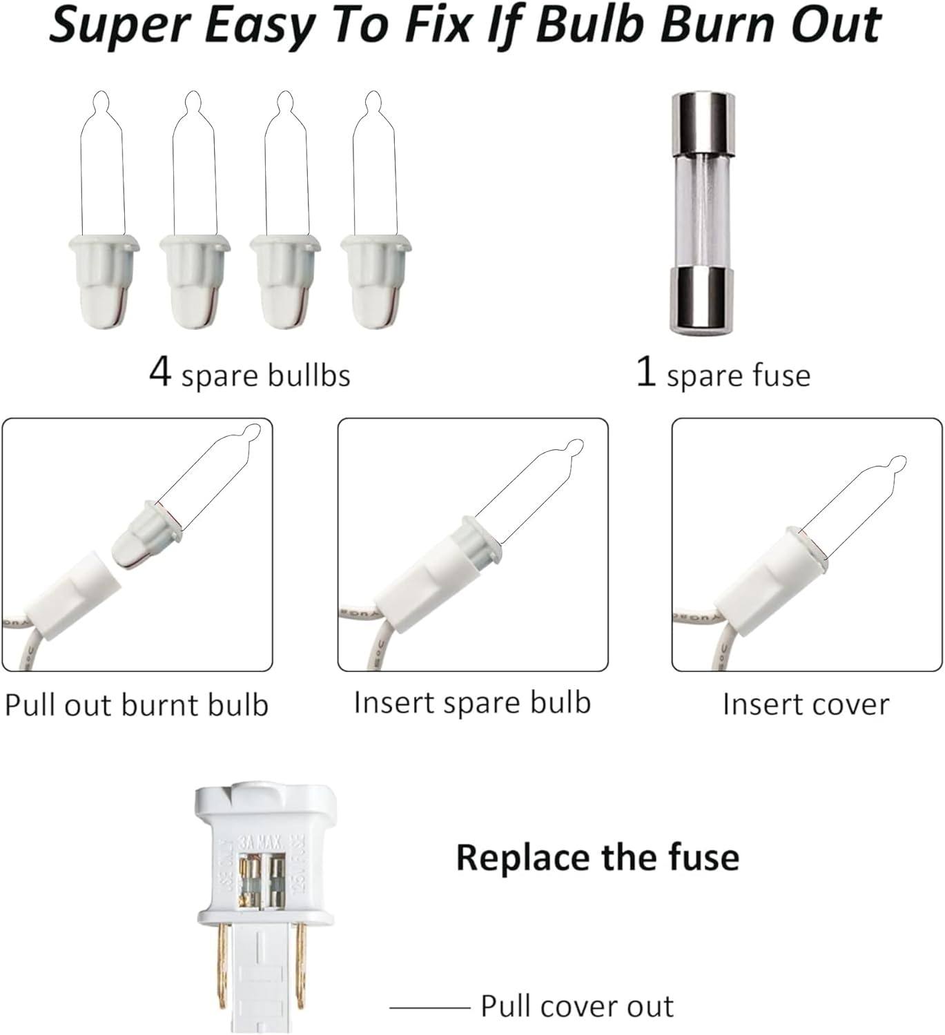 TW SHINE Warm White Christmas Lights, 20FT 100 Count Incandescent White Wire Christmas Tree Lights, Waterproof Xmas String Lights for Outdoor Indoor Home Party Decorations