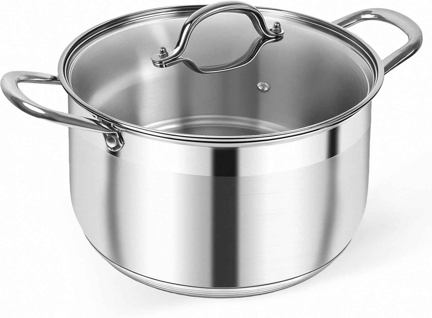 8 Quart Stainless Steel Stock Pot Heavy Duty Induction Cooking Pot with Visible Lid