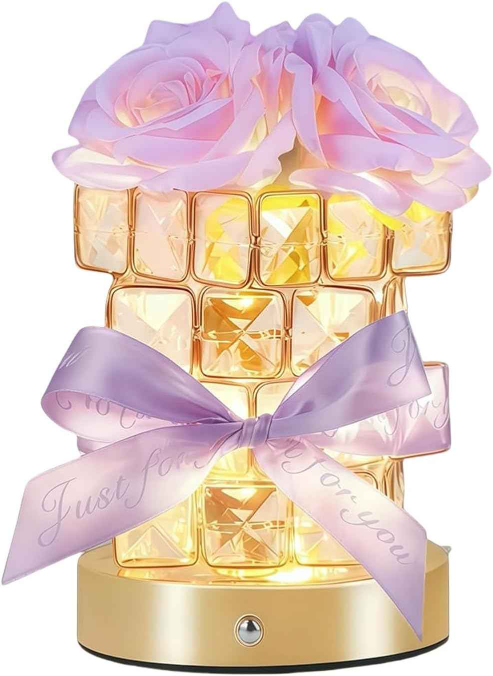 Rose Flower Lamp,Rechargeable Cordless Touch Table Lamp for Bedroom,3-Colour Dimming Small Night Light,Crystal Bedside Lamps with USB Charge,Birthday Valentine's Day Gifts for Women,Mom,Wife,Her