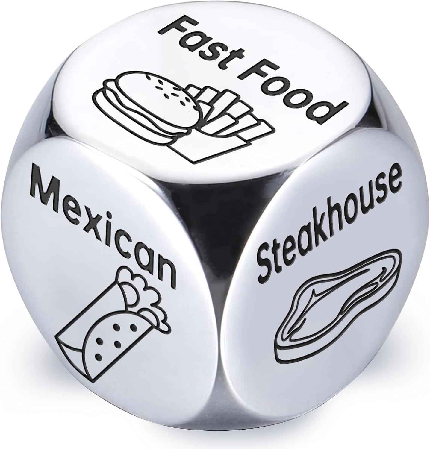 Valentines Day Gifts for Him Her: Steel Food Decision Dice Funny Gifts for Men Women Couple Girlfriend Boyfriend Husband Wife Anniversary Birthday Wedding Fathers Day Christmas Stocking Stuffers