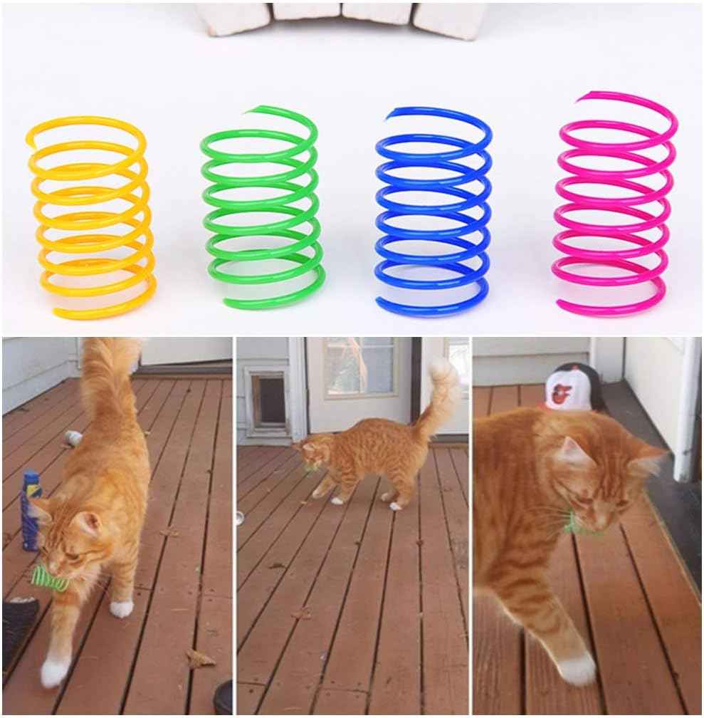 Andiker Interactive Cat Spiral Creative Spring Toy to Kill Time and Keep Fit, Sturdy and Heavy Plastic for Swatting, Biting, Hunting Kitten Toys, Colorful, 12 pcs