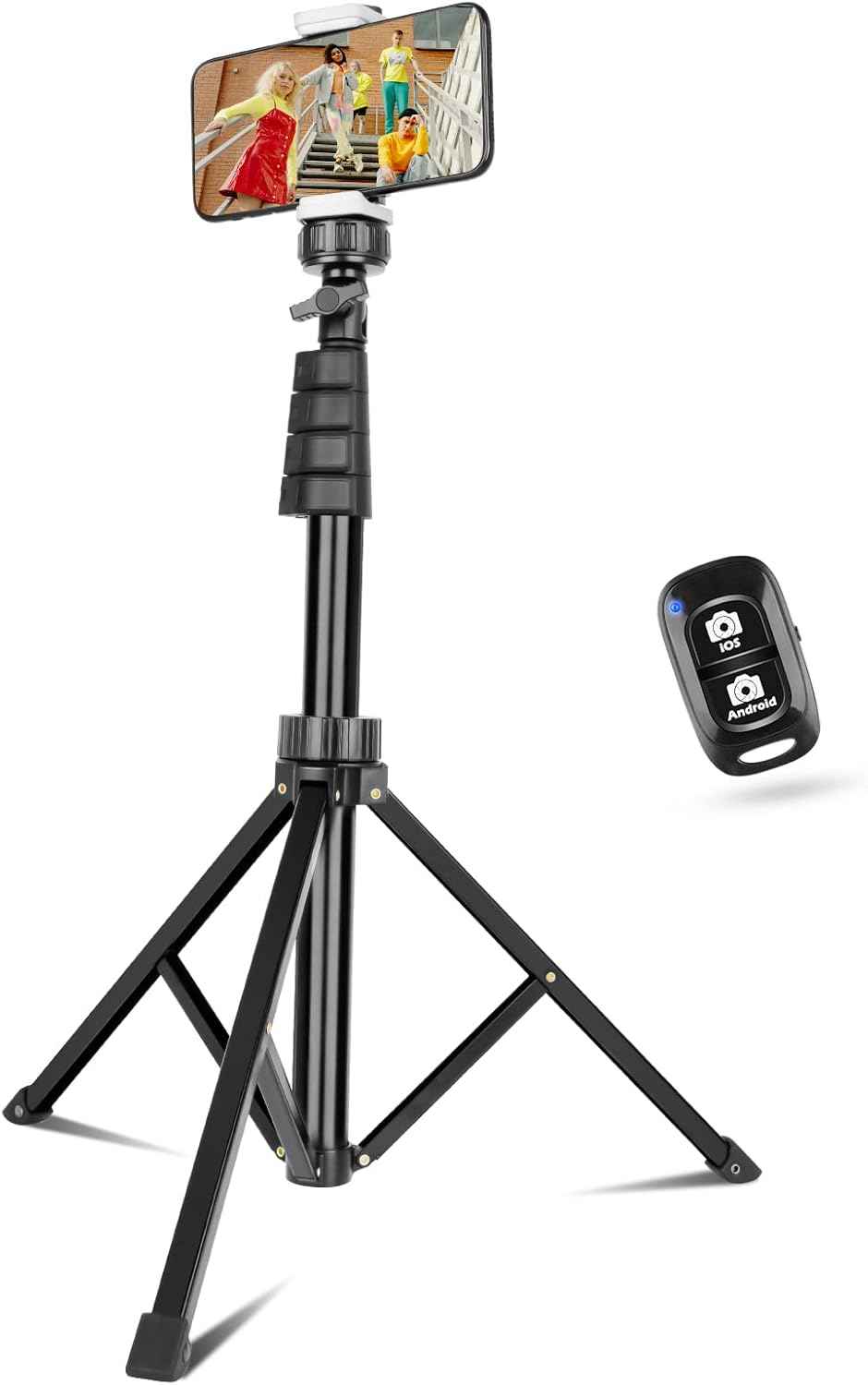 SENSYNE 62" Phone Tripod & Selfie Stick, Extendable Cell Phone Tripod Stand with Wireless Remote and Phone Holder, Compatible with iPhone Android Phone, Camera