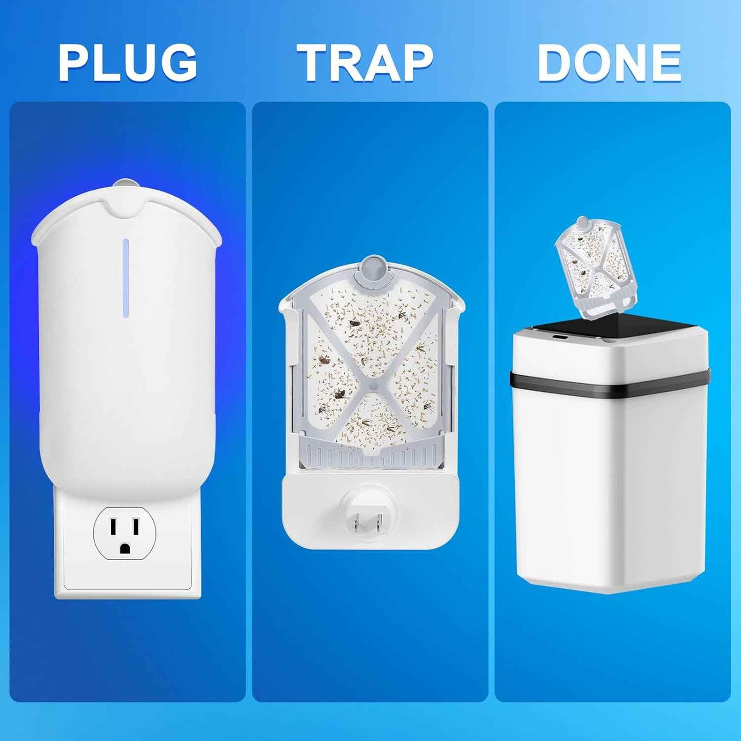 2 Flying Insect Traps & 2 Cartridges - Compatible with ZEVOM364A Refill - Plug in Fruit Fly Trap for Indoor - Bug Catcher for Gnats, House & Fruit Flies - Use in Any Room (2 Device & 2 Cartridges)