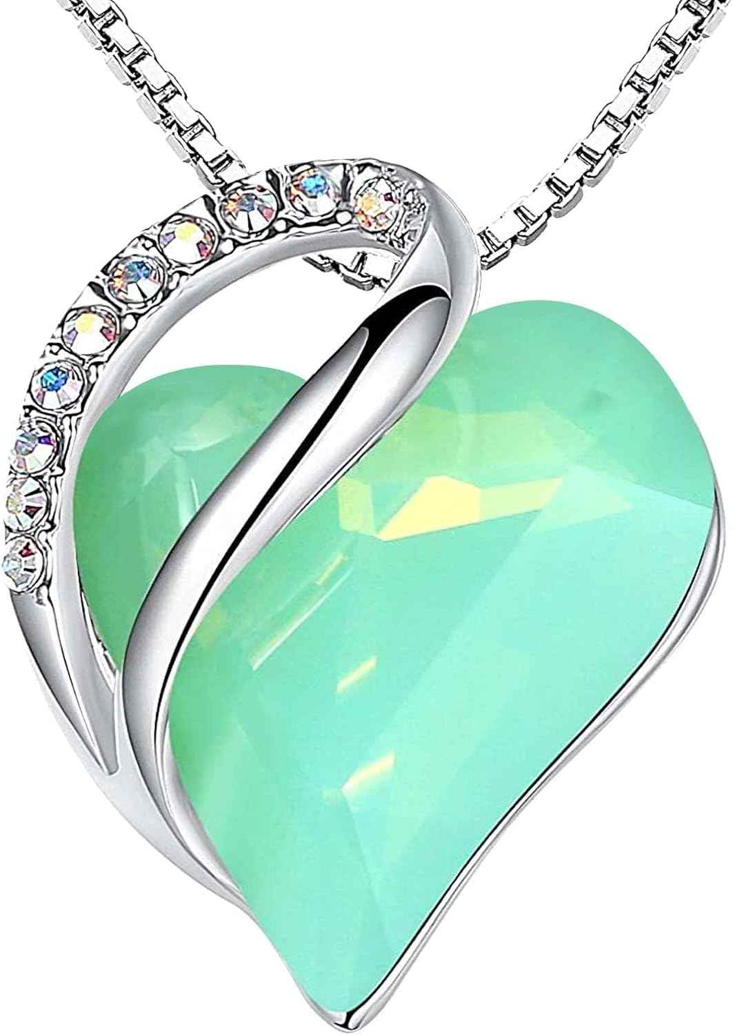 Leafael Valentine's Day Gift Necklaces for Women, Infinity Love Birthstone Heart Crystal Pendant, Birthday Anniversary Jewelry for Wife, Mom, and Her, Silver Plated, 18" + 2" Adjustable Chain | Gifts for Her, Birthday Jewelry, 18 plus 2 inch, Mom, Wife