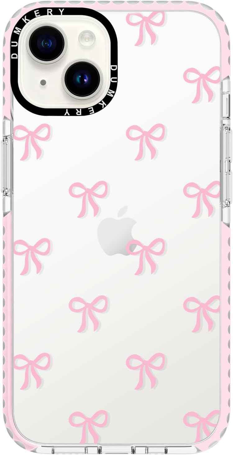Girly Phone Case Compatible with iPhone 17 Pro Max, Cute Bow Aesthetic Pattern Print Cases, Soft TPU Anti Yellowing, Anti Shock Cover for Girls Women Pink