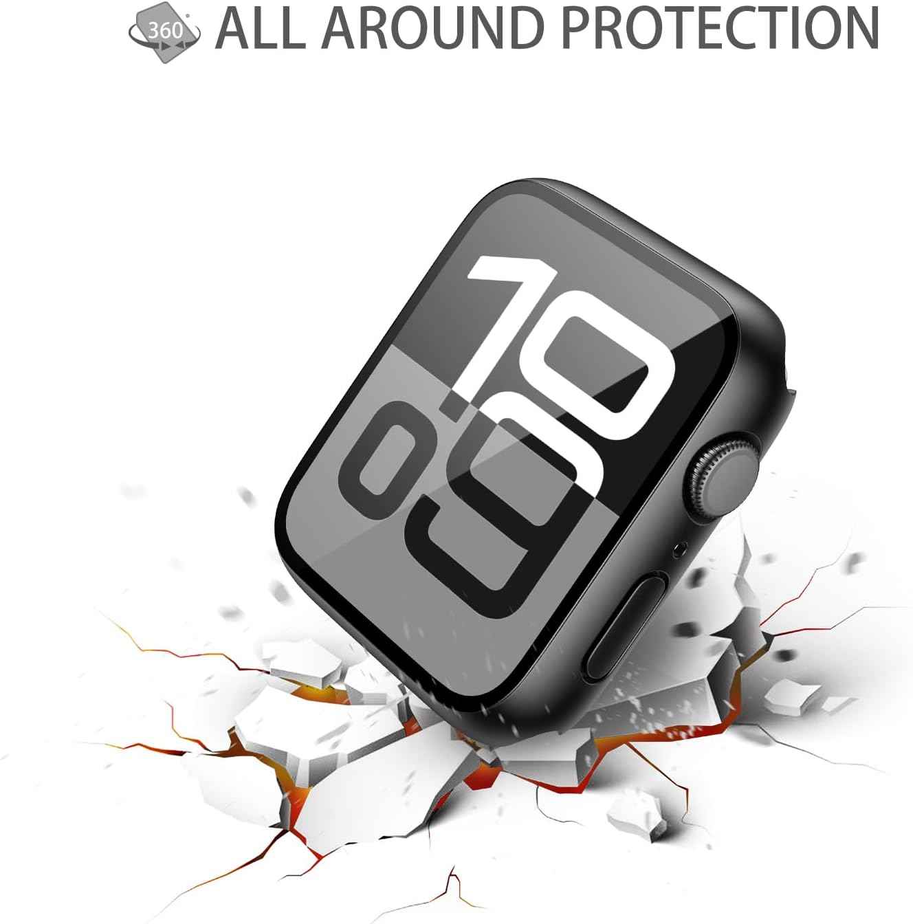 Misxi 2 Pack Tempered Glass Case Compatible for Apple Watch Series 11 (2025) Series 10 46mm, Screen Protector Cover for iWatch, Black