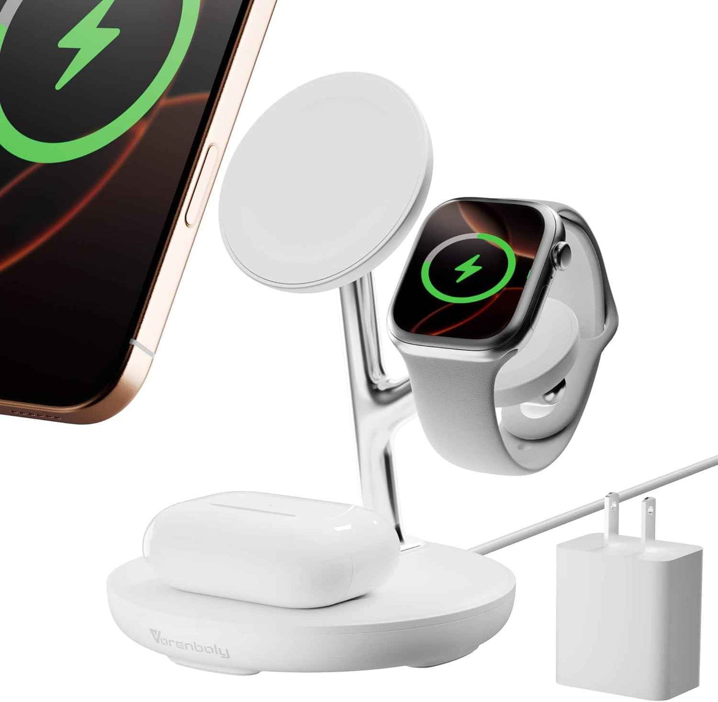 Magnetic Charger for iPhone Charging Station, Mag-Safe Phone Charger for iPhone 17 16 15-12 Series οΌfor Airpods Apple Watch and Phone Charging Stand