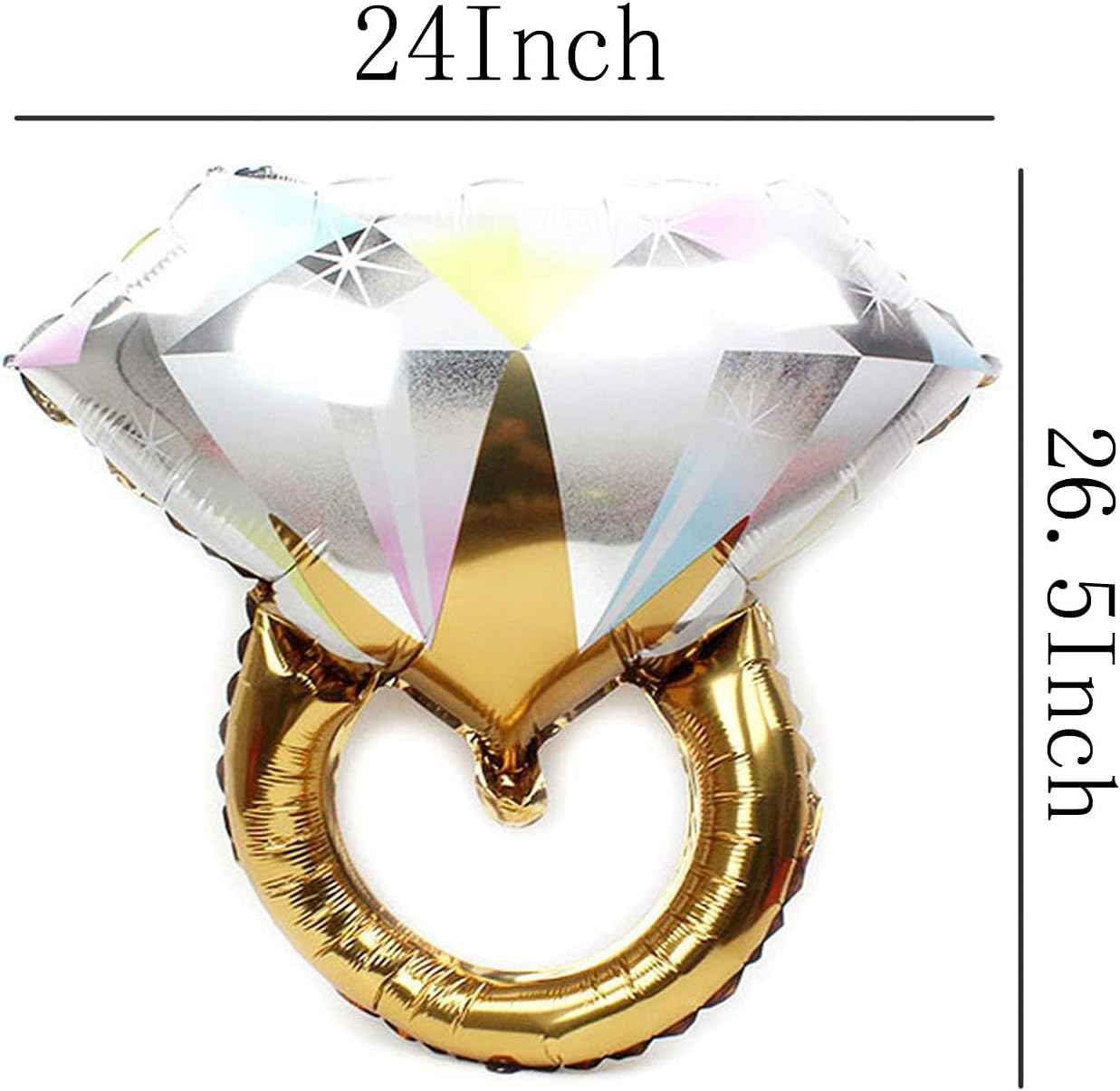 2Pcs Diamond Ring Aluminum Balloon,Wedding Bridal Shower Marriage Engagement Party Supplies