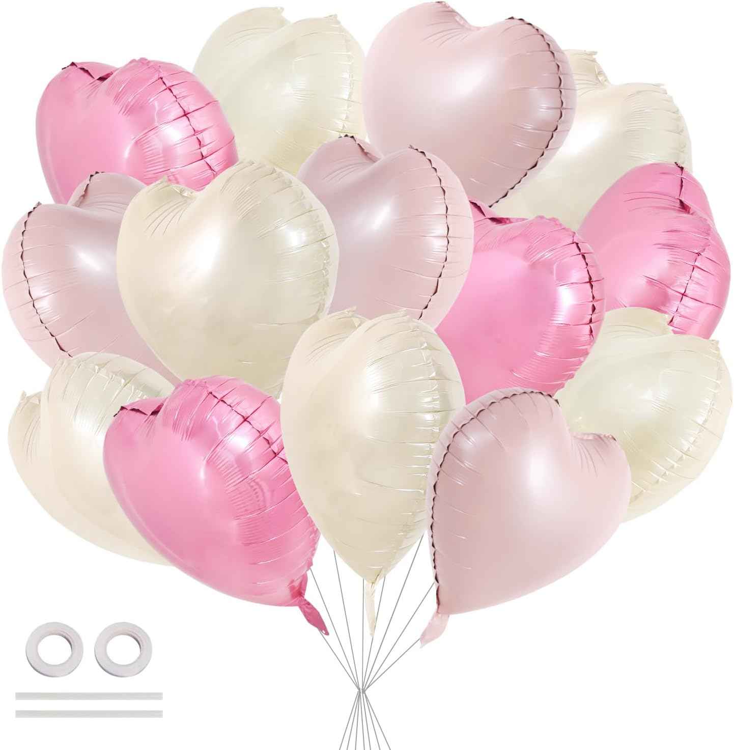 TONIFUL 30Pcs 18 Inch Red Heart Balloons Valentine’s Day Heart Shape Foil Mylar Balloons Decoration for Romantic Valentine's Day Wedding Bridal Shower Anniversary Engagement Party Supplies