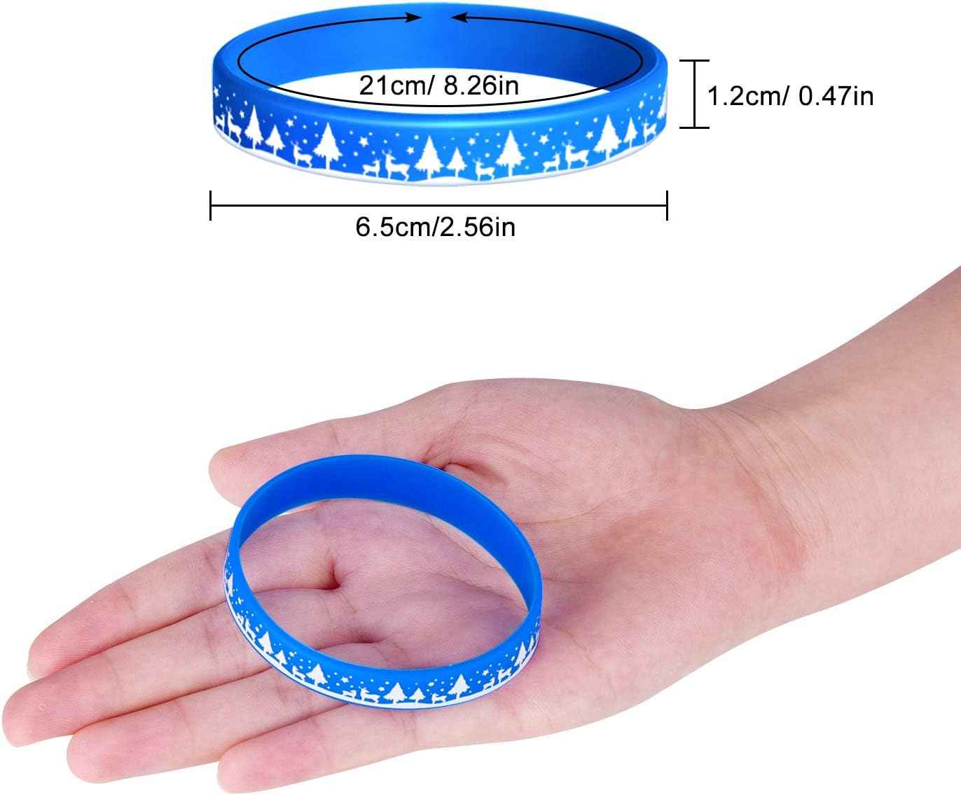 FEPITO 42 Pieces Christmas Silicone Wristbands Rubber Band Bracelets for Christmas Party Decoration Supplies 7 Merry Xmas Style