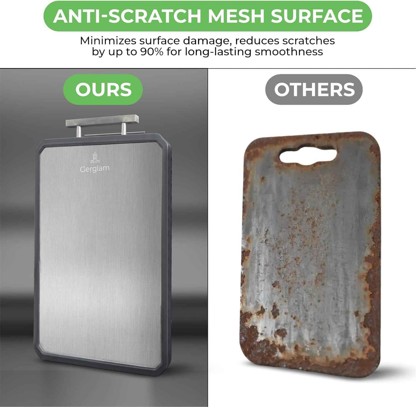 Stainless Steel Cutting Board, Double-Sided Wheat Straw and Steel Cutting Board with Cut-Resistant Gloves, Food Grade 16x11" Chopping Board, Dishwasher Safe Easy to Clean