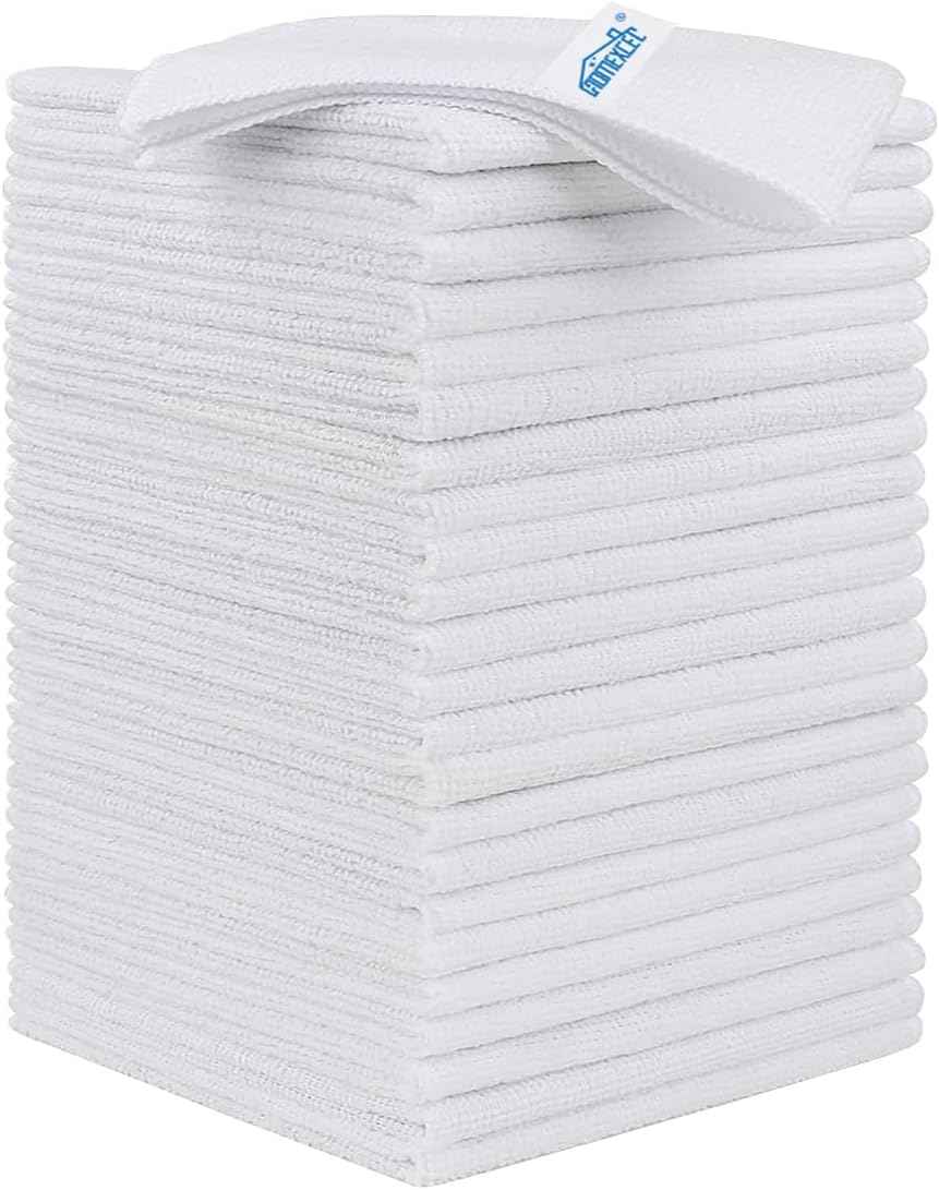 HOMEXCEL Microfiber Cleaning Cloth, Kitchen Towels 12 Pack, Lint Free, Scratch-Free, Highly Absorbent, Reusable Dish Towels for Kitchen and Household