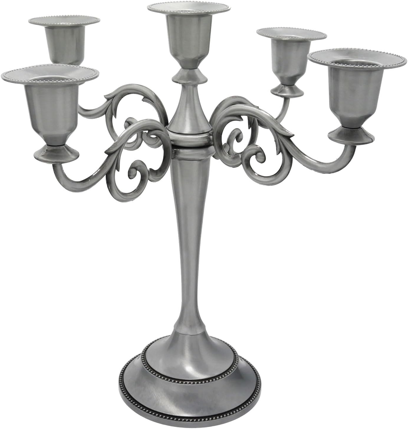3 Candle Metal Candelabra Candlesticks Holder for Formal Events, Wedding, Church, Holiday Décor, Halloween – Taper Candle Holder Stand Centerpiece Elegant Decoration Piece for Table,Silver