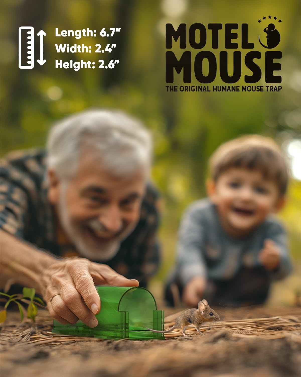 Motel Mouse Humane No Kill Live Catch and Release Mouse Traps, Reusable with Cleaning Brush - 4 Pack