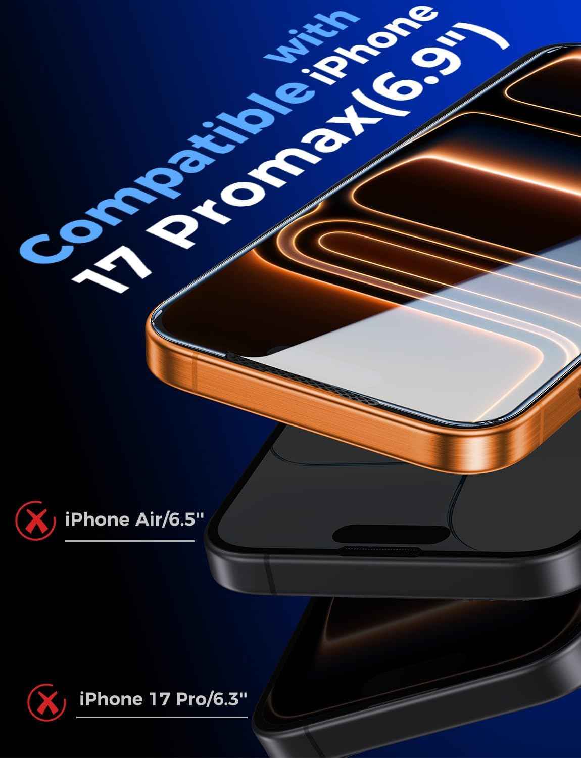 MAGIC JOHN 2 Pack for iPhone 17 Pro Max 6.9 inch Tempered Glass Screen Protector, Auto Dust-Elimination, Bubble Free, HD Clear, Easy Installation