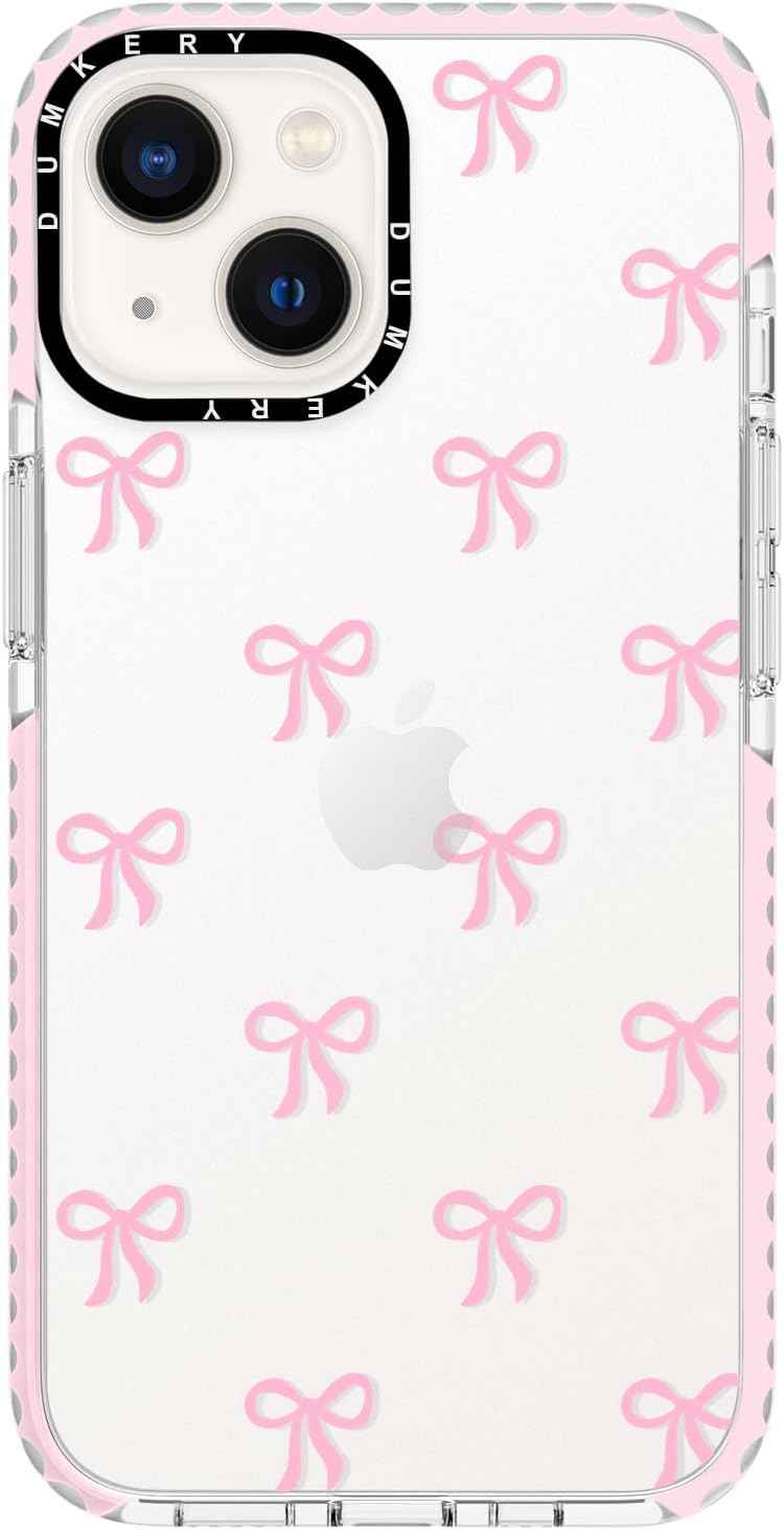 Girly Phone Case Compatible with iPhone 17 Pro Max, Cute Bow Aesthetic Pattern Print Cases, Soft TPU Anti Yellowing, Anti Shock Cover for Girls Women Pink