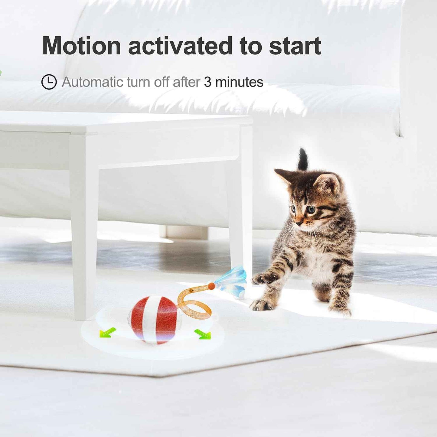 Interactive Cat Toys for Indoor Cats,The 3rd Generation Agile Moving Cat Ball with Elastic Mesh Tail,Automatic Kitten Toys for Bored Indoor Cats,Motion Activated (Orange)