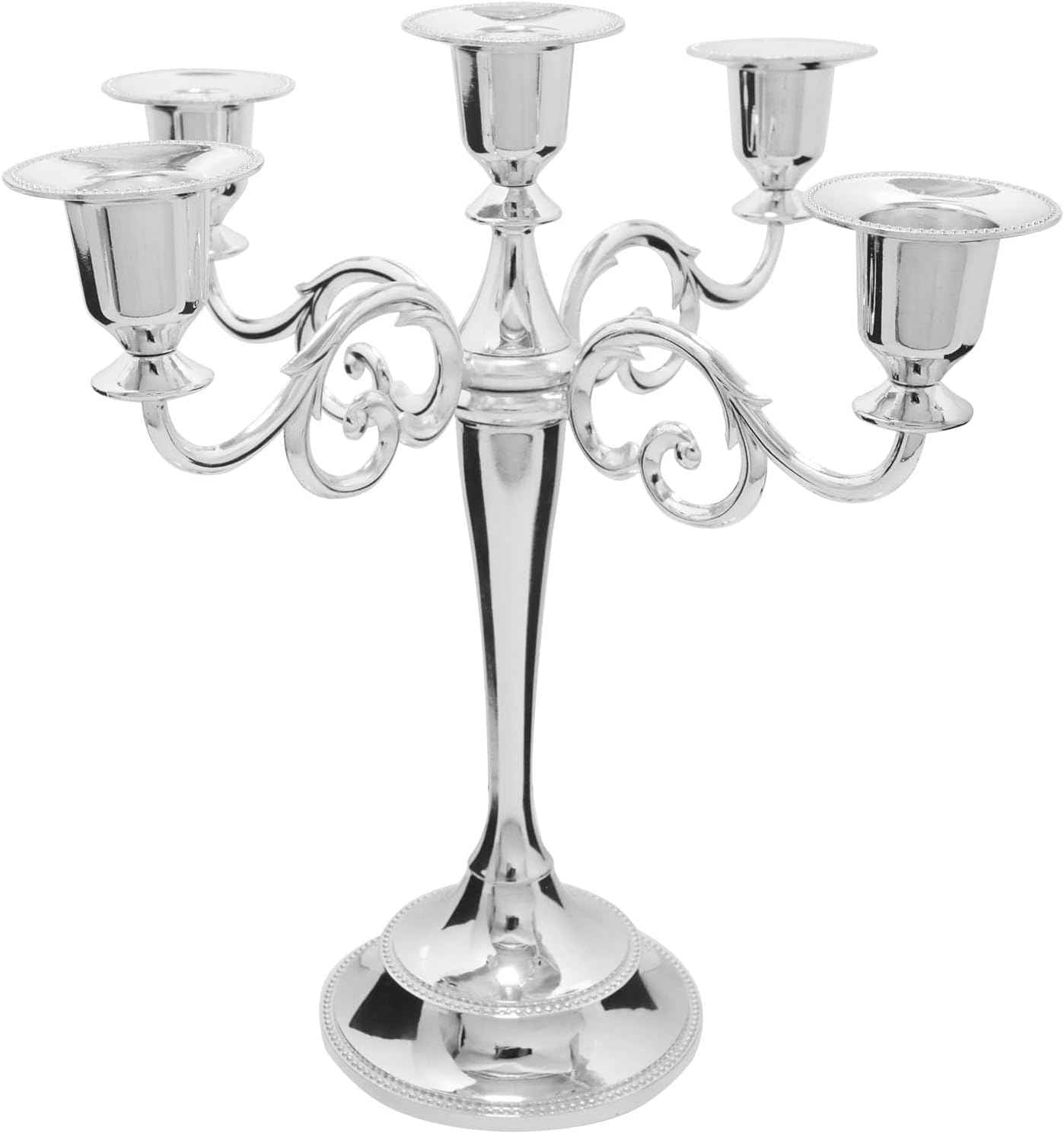 3 Candle Metal Candelabra Candlesticks Holder for Formal Events, Wedding, Church, Holiday DΓ©cor, Halloween β Taper Candle Holder Stand Centerpiece Elegant Decoration Piece for Table,Silver