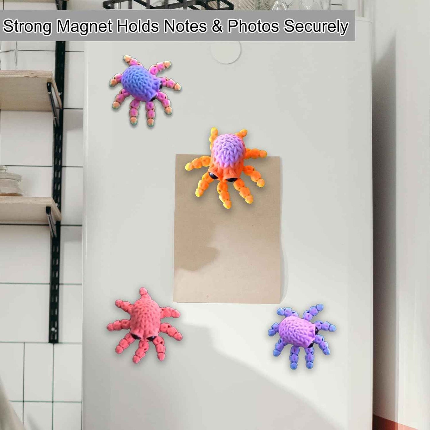 3D Printed Magnetic Octopus Magnet, 7PCS Octopus Fridge Magnets Refrigerator Magnets Decor, 3D-Printed Animals Decor for Home Office Whiteboard (Octopus)