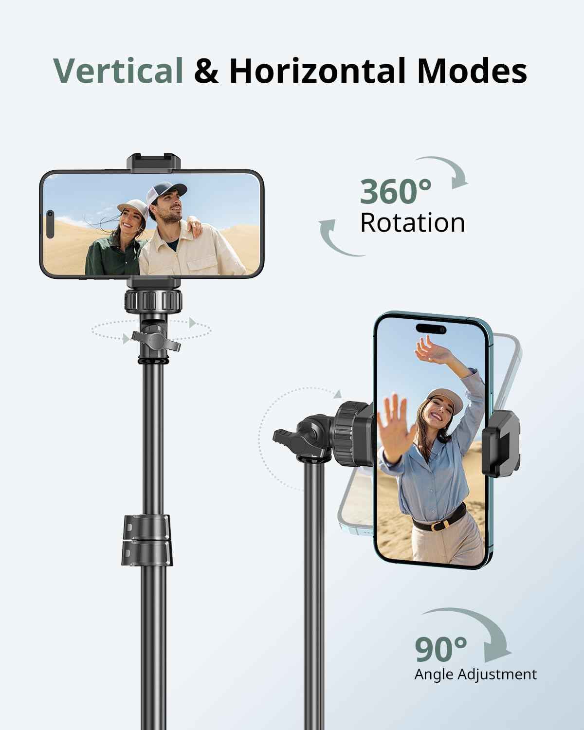SENSYNE 62" Phone Tripod & Selfie Stick, Extendable Cell Phone Tripod Stand with Wireless Remote and Phone Holder, Compatible with iPhone Android Phone, Camera