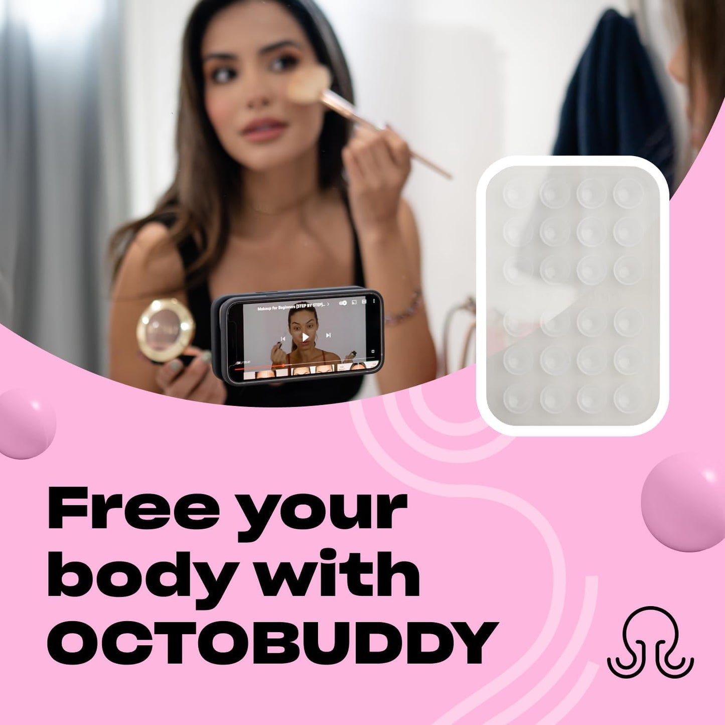 Classic - Silicone Suction Phone Case Adhesive Mount - Hands-Free, Strong Grip Holder for Selfies & Videos - iPhone & Android Compatible - 2.25″ x 3.25″, Transparent