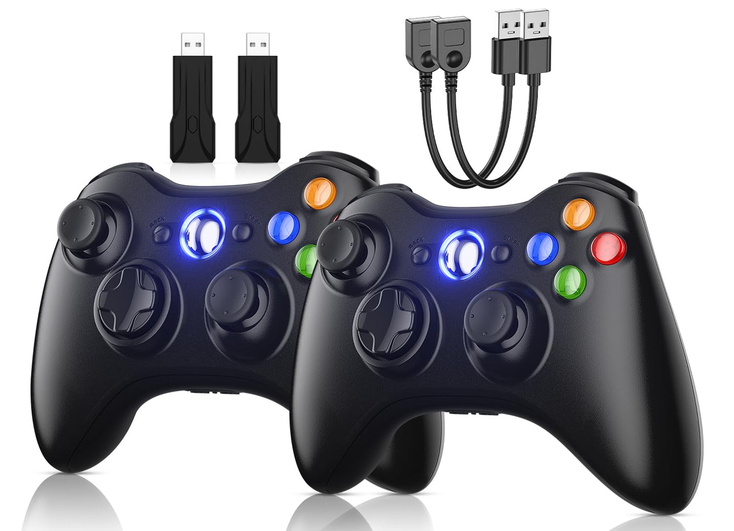 Gamrombo 2 Pack Replacement for Xbox 360 Controller, Wireless Controllers Gamepad Upgraded Joystick Compatible with 360 & Slim, Windows 11/10/8/7 PC Controller