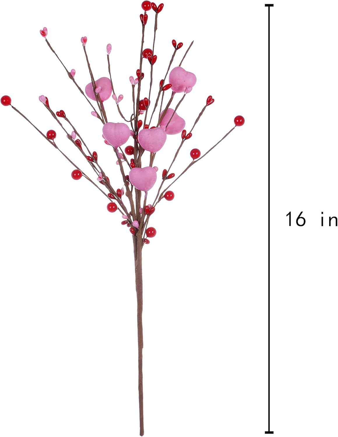 JINGHONG Valentine’s Day Gifts 6 Pack Artificial Valentines Day Decorations Pink Heart Picks with Red Pink Berries for Valentine’s Day Wedding Anniversary Party Decor