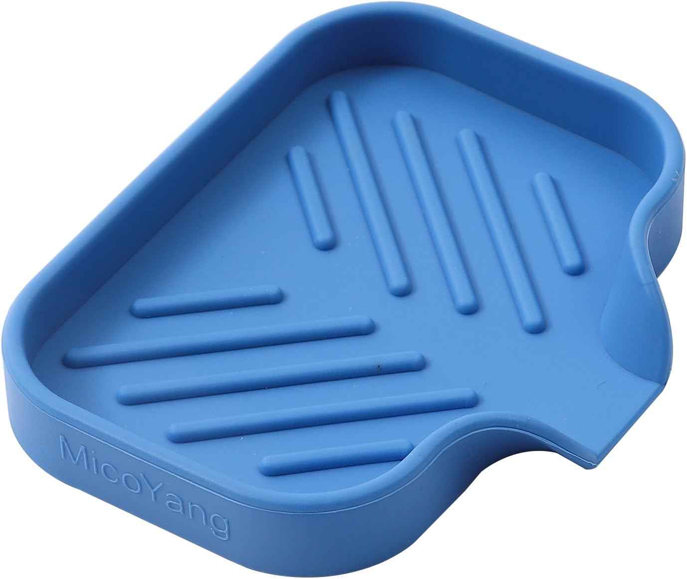 Silicone Bathroom Soap Dishes with Drain Spout-Bathroom and Kitchen Sink Organizer,Sponge Holder,Dish Soap Tray,Perfect for Dispenser,Scrubber,Bottle,Cup on Sink or Counter-Black 4.9"×3.2"