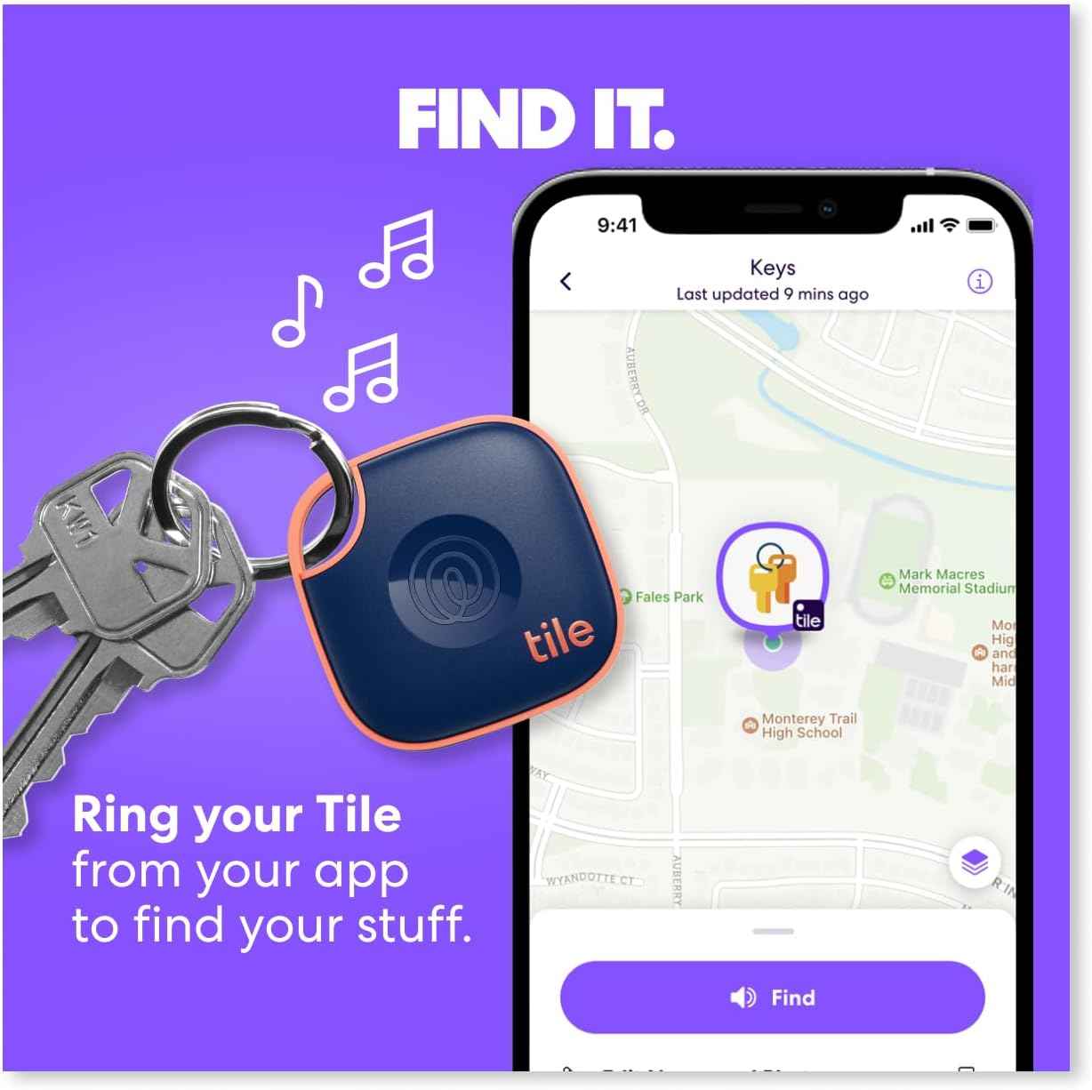 Tile by Life360 Mate - Bluetooth Tracker, Keys Finder and Item Locator for Keys, Bags and More. Phone Finder. Both iOS and Android Compatible. 1-Pack (Black)