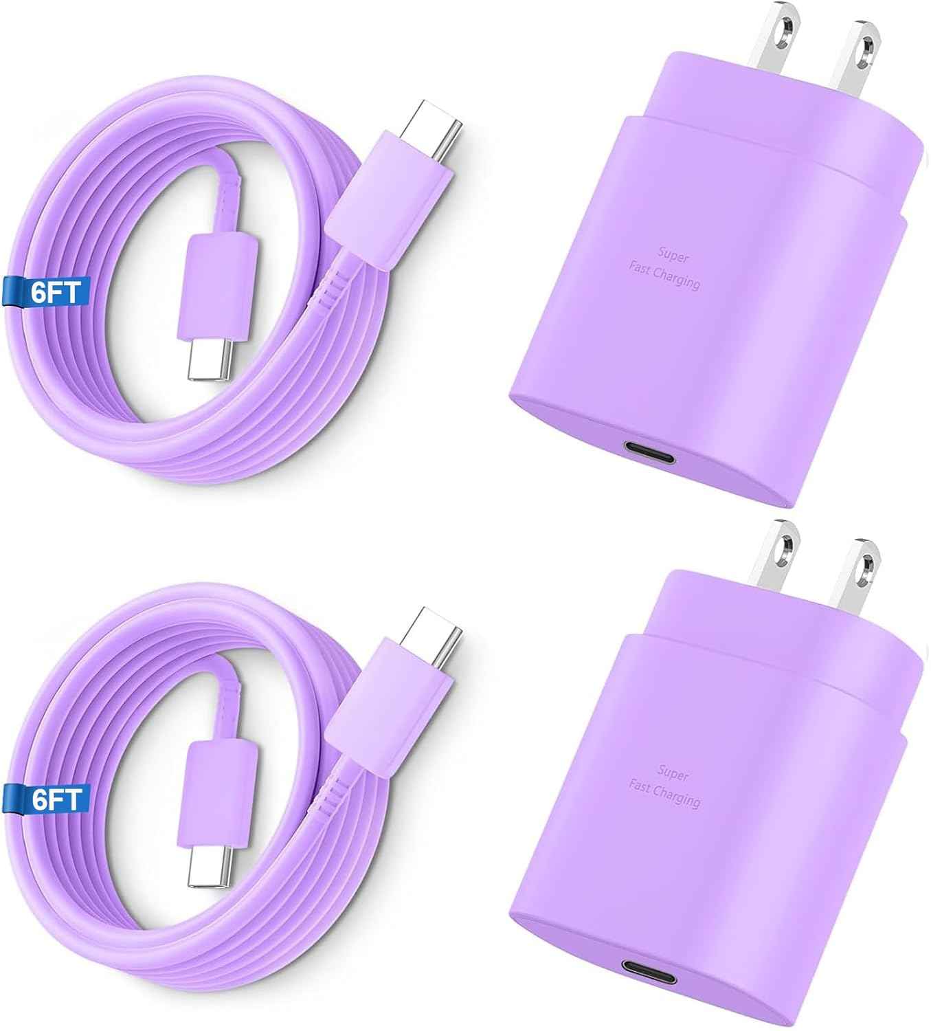 Super Fast Charger Type C, 25W USB C Wall Charger Fast Charging for Samsung Galaxy S25 Ultra/S25/S25+/S24+/S24 Ultra/S24/S24+/S23 Ultra/S22 Ultra/S21 with 10FT Long Android Type C Charger Cable 2Pack