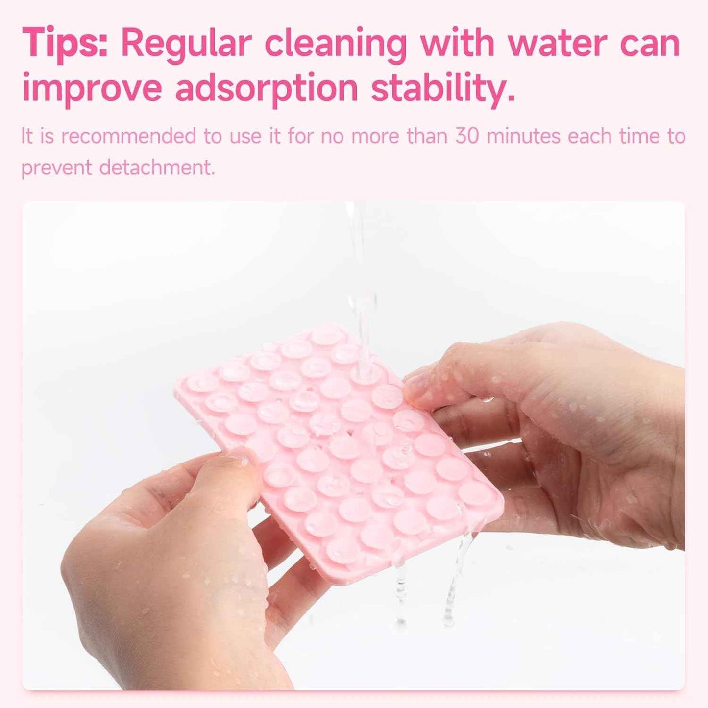 Silicone Suction Cup Phone Case Mount Double Sided, Phone Accessories Hands-Free Strong Grip Holder for Selfies and Videos, Silicon Phone Stand for iPhone and Android Light Pink