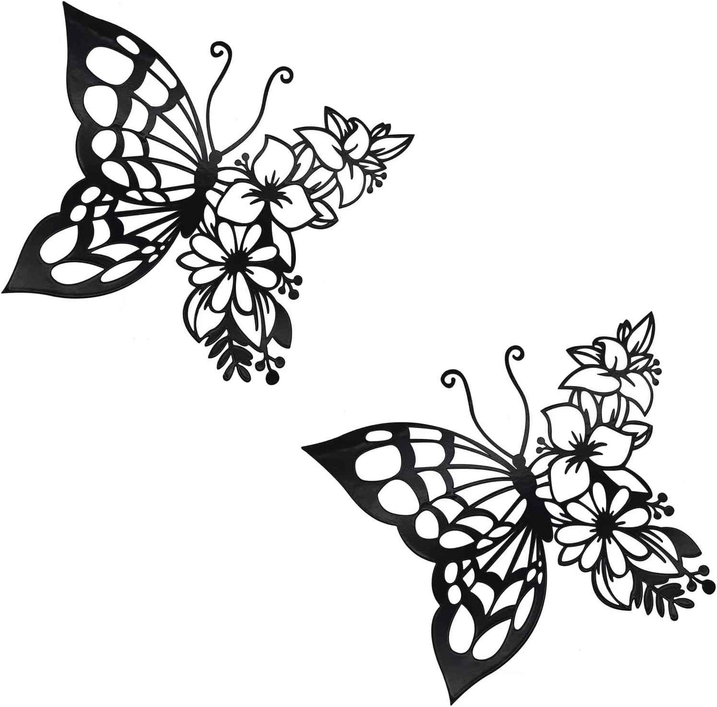 EZ4ENCE Butterfly Decoration Wall Art Boho Home Decor Hanging Appearance Metal Flower for Bedroom Living Room Wall,Black(Medium)