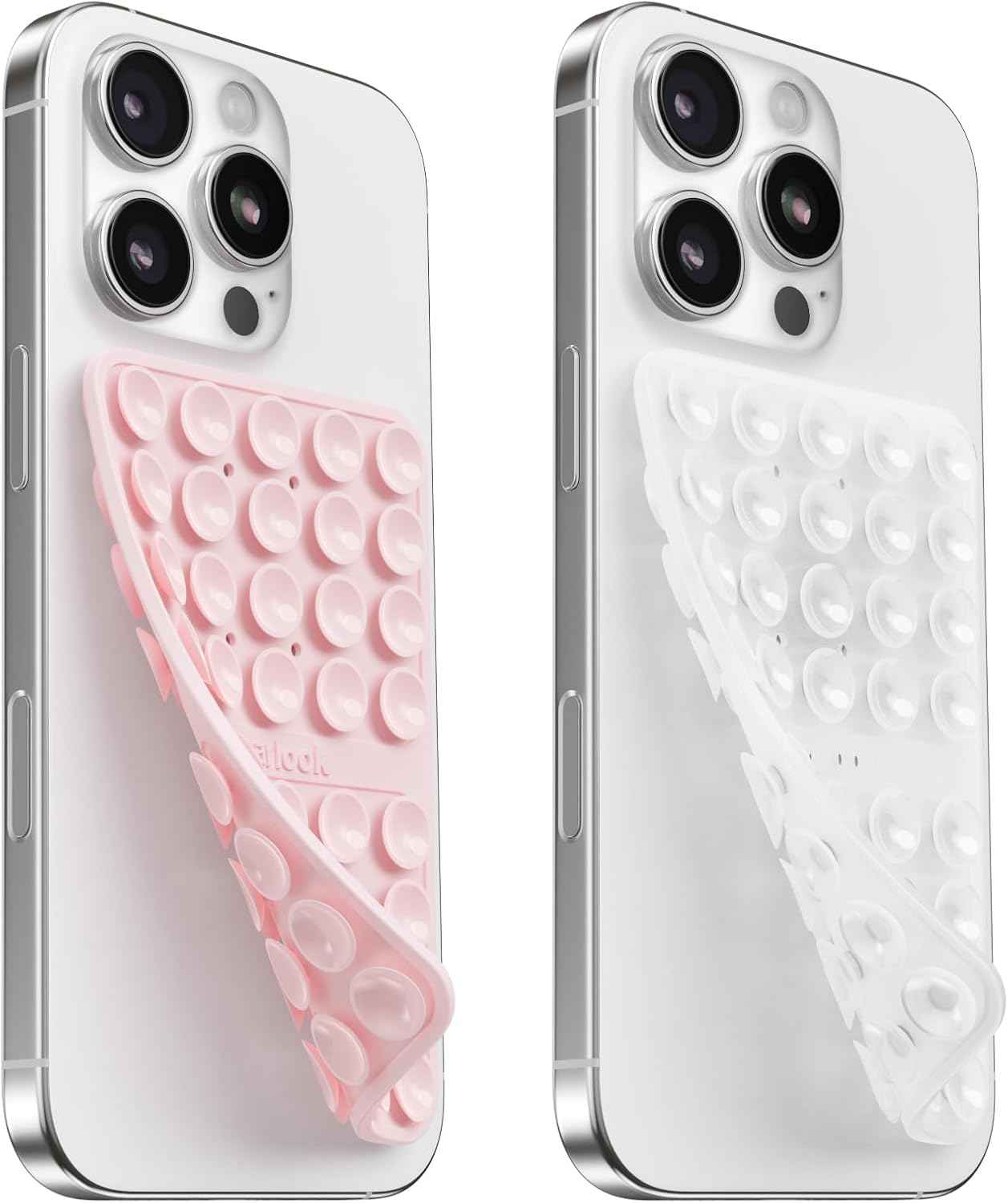 Klearlook Silicone Double-Sided Suction Cup Phone Case Detachable Mount, Sticky Phone Grip with Higher Suction Power for iPhone, Hands-Free Phone Accessories Holder for Selfies and Videos, Light Pink