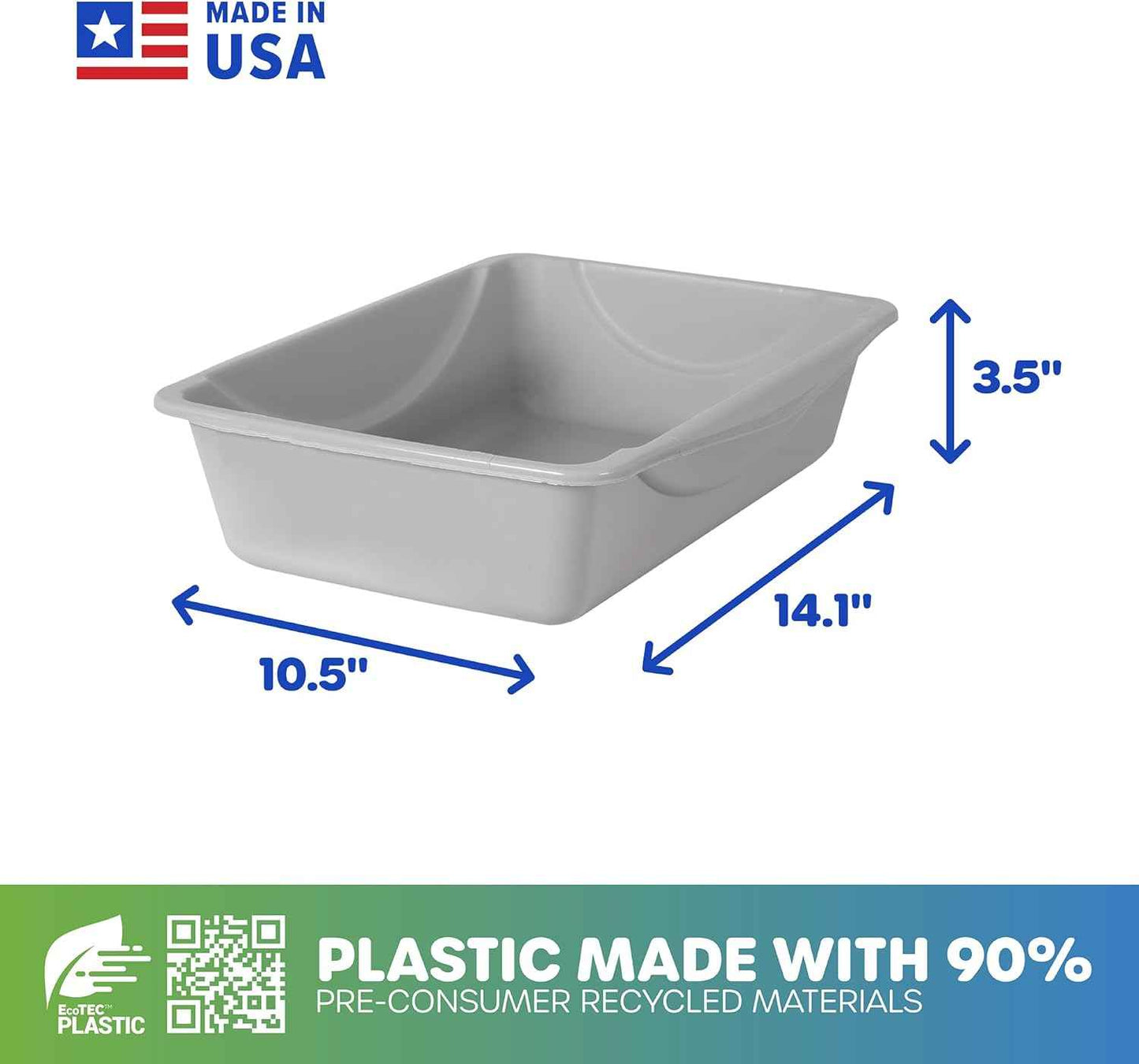 Petmate Litter Pan, Blue/Gray, Small, Made in USA