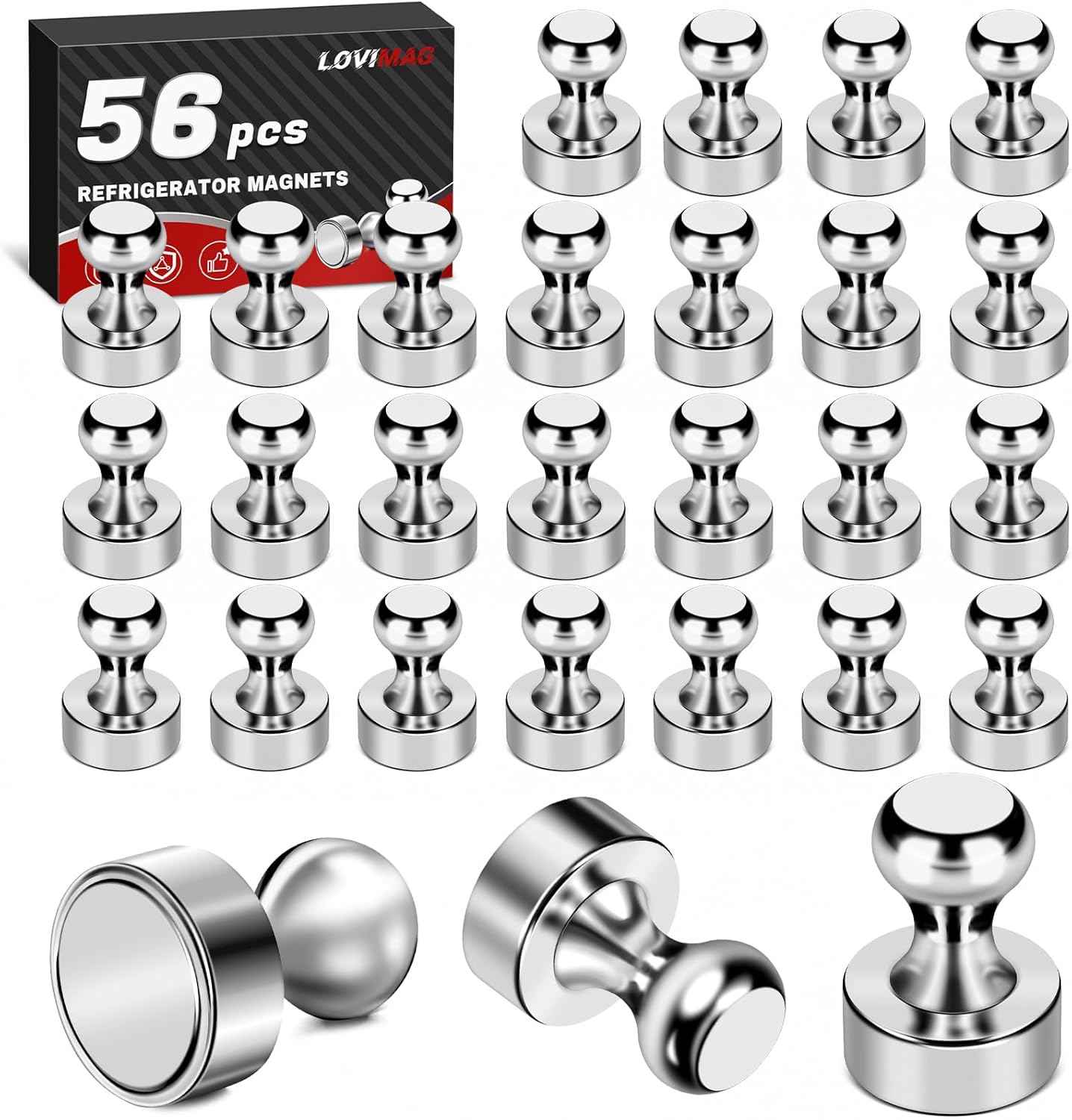 LOVIMAG 12Pcs Black Fridge Magnets, Small and Strong Magnets for Whiteboard, Office, Classroom, Map, Kitchen