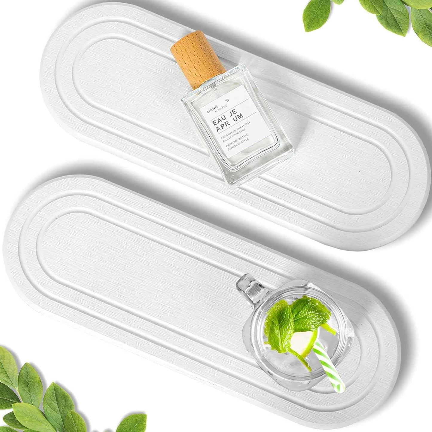 3PCS Water Absorbing Stone Tray, DryingNeat Diatomite Stone Sink Tray, Instant Dry Sink Coasters, Kitchen Sponge Hand Soap Holder, Countertop Fast Drying Counter Trays,8 * 4inch and 4 * 4inch