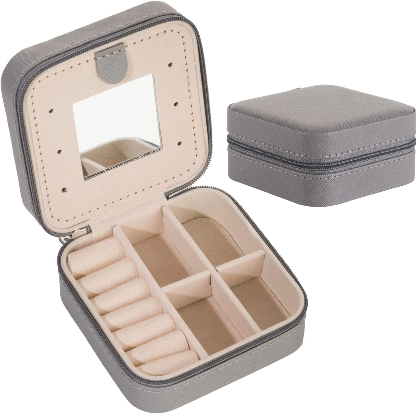 KElofoN Travel jewelry case Travel jewelry box Travel Jewelry Organizer Small box Gift for Girls Women with Mirror(Pink)