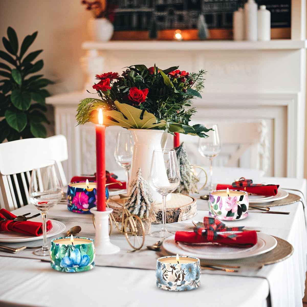 5 Set Highly Scented Candles Gift Set for Home Women, Decorative Natural Soy Wax Aromatherapy Candles for Christmas - 1pc 13.5oz BlackBerry and 4pcs 2.5oz Rose, Lemon, Vanilla and Gardenia Fragrance