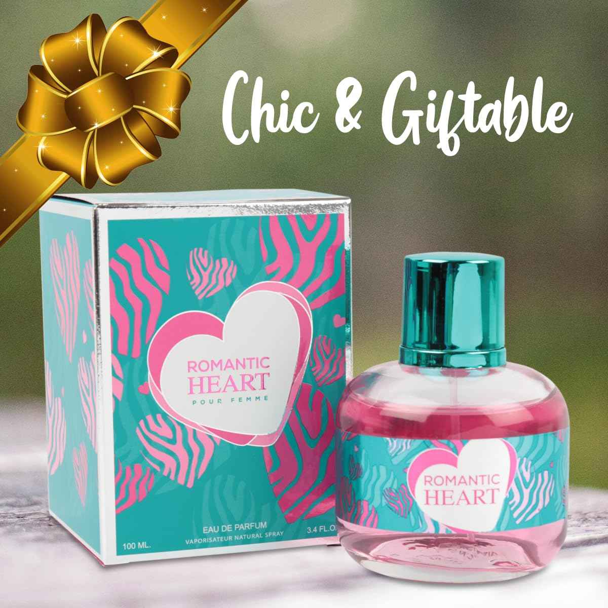 Romantic Heart Perfume for Women - Sweet Fruity Floral Eau de Parfum - 100ml / 3.4 fl oz