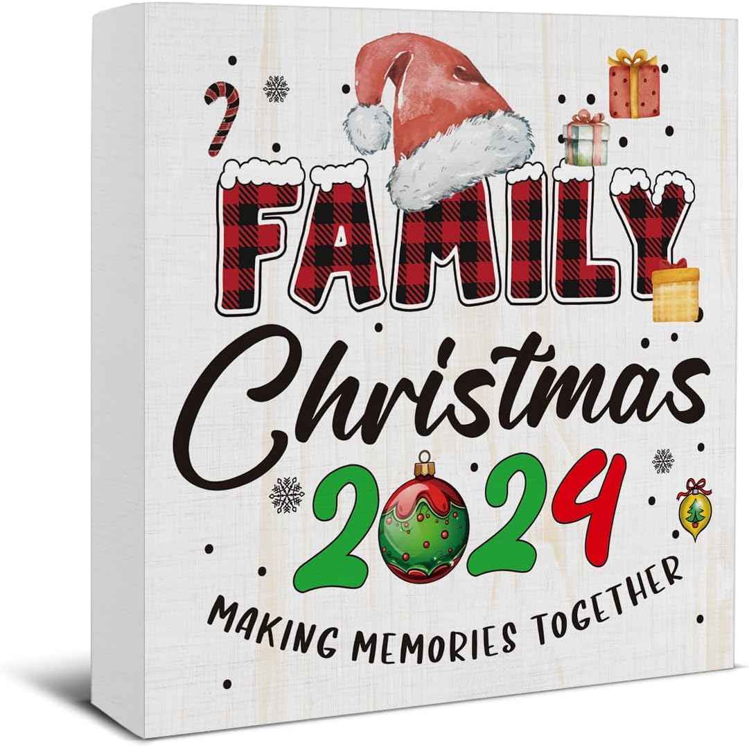 Christmas Bathroom Decorations - Funny Christmas Decor, He Sees You When You're Pooping Bathroom Wooden Sign, Home Decor for Desk Table Shelf 5 X 5 Inches