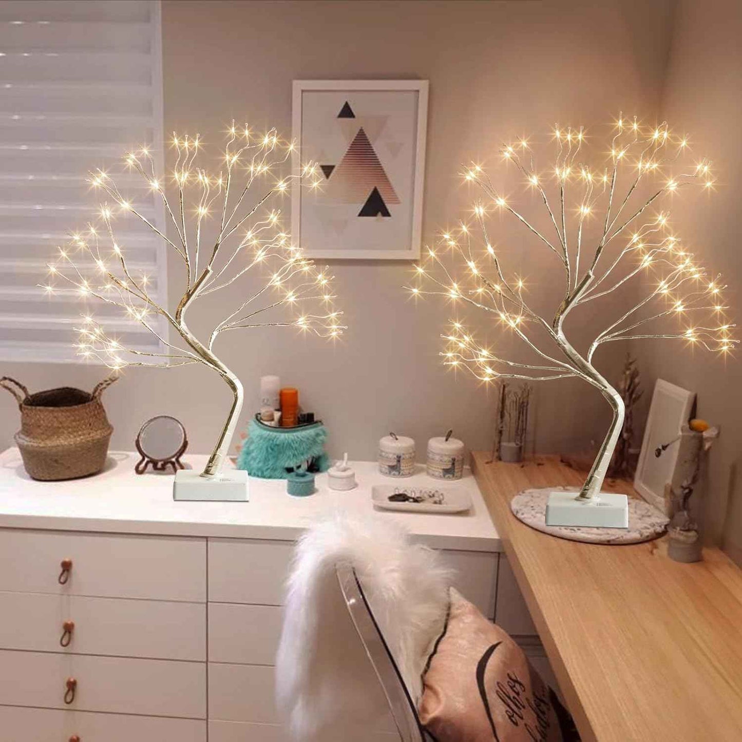 PEIDUO Fairy Lights Spirit Tree, 2PK Bonsai Tree Light, 108 LED Warm White Fairy Light Trees for Room Decor, Artificial Tree with 9 Modes for Christmas Decorations Indoor Home Decor