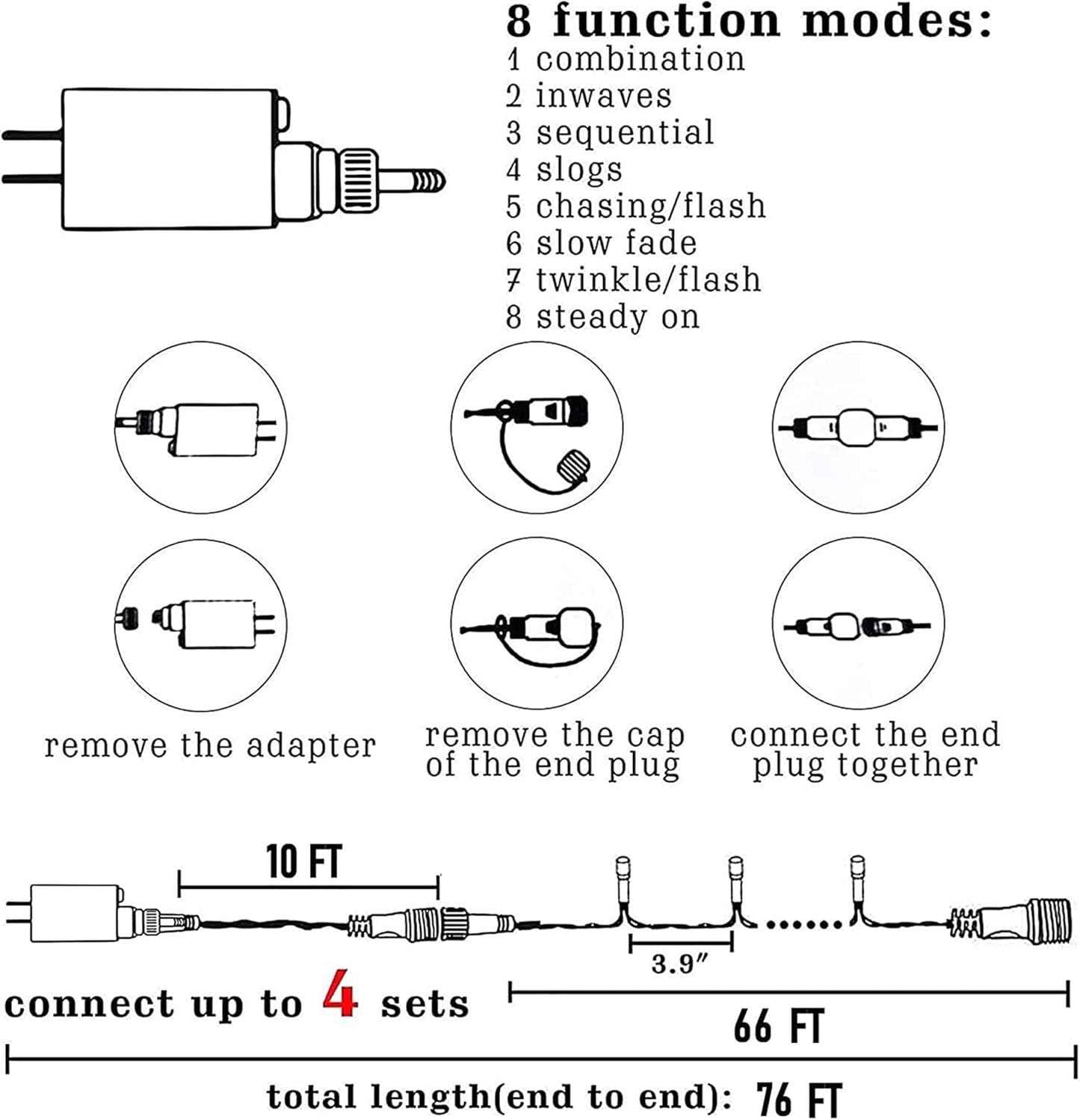 TW SHINE 200 LED Christmas Lights, 66FT Multi-Colored Outdoor Plug-In String Lights with 8 Modes, Waterproof Holiday Décor for Yard, House & Parties